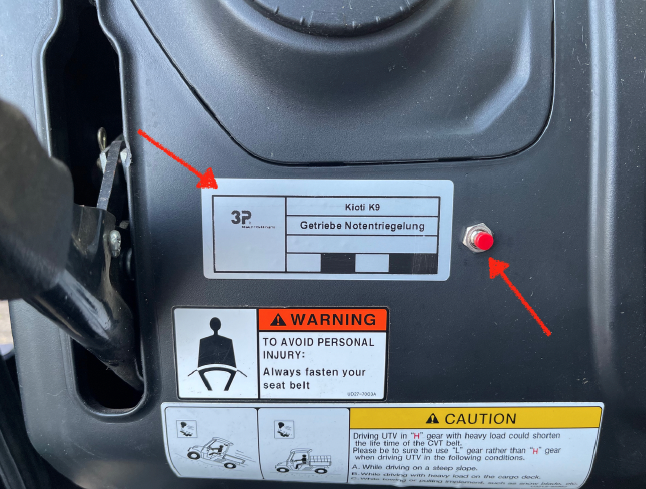 Kioti K9 Notentrigelung Getriebe