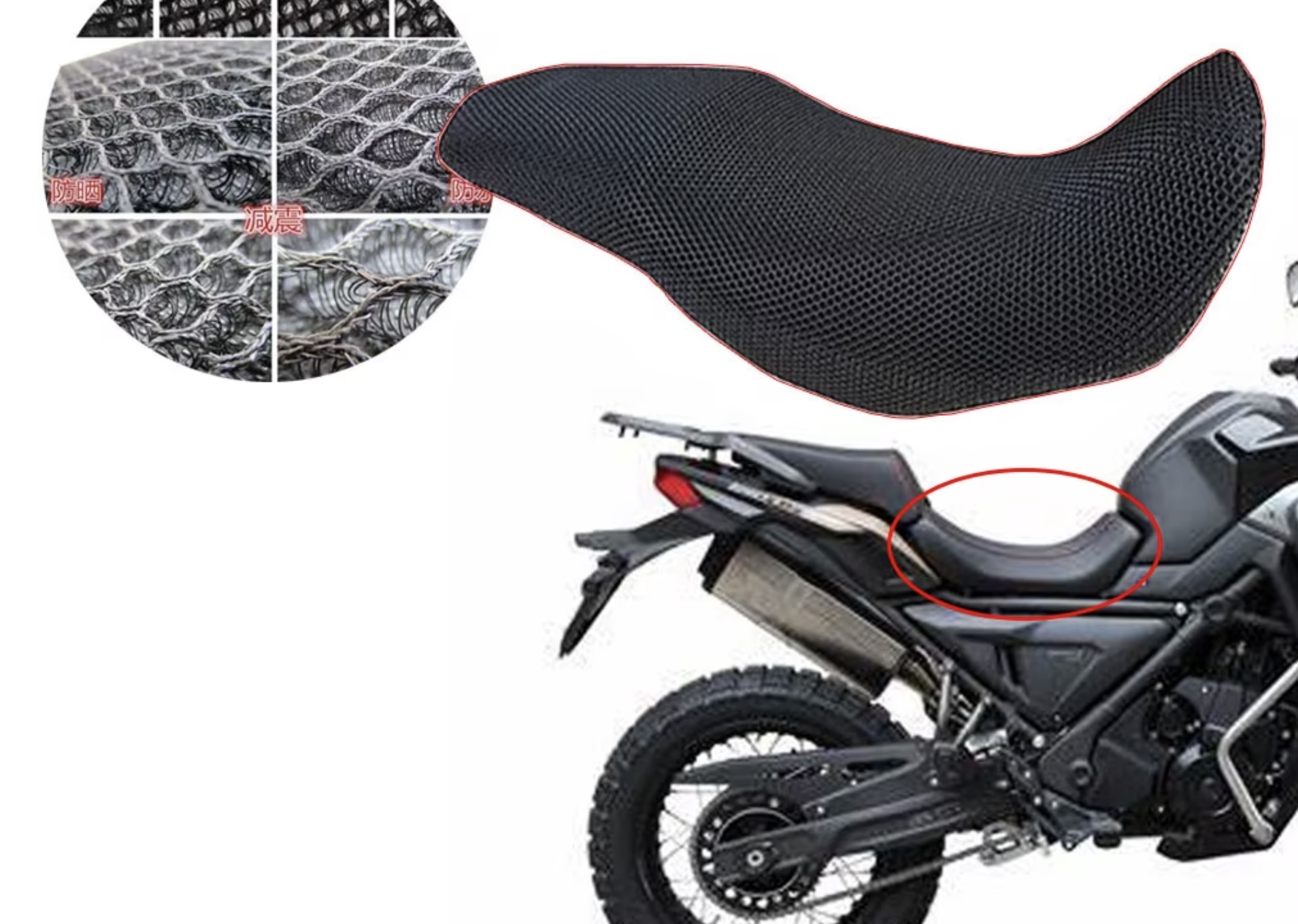 Voge 900 Sitzbank Überzug, belüftet die Sitzfläche auf langen Touren